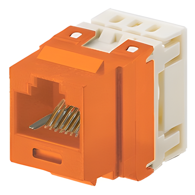 Módulo Jack de Cobre / Categoría 5e / RJ45 Keystone / Terminación 110 / 8P8C / Naranja / Sin Blindaje / 25 Unidades