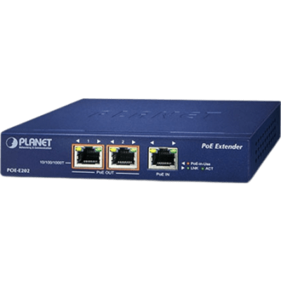 Extensor PoE Gigabit / 1 Puerto PoE+ a 2 Puertos 802.3af/at / Hasta 200 Metros / Metal / Plug and Play / Montaje en Pared