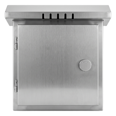 Gabinete para Exteriores de Acero Inoxidable SUS201 / Cilindrico con Techo Inclinado / Ø305 x 195 x 315 mm (12.0 x 7.7 x 12.4 in) / Cerradura con Llave de Seguridad / Compatible con Postes XGAPOLE