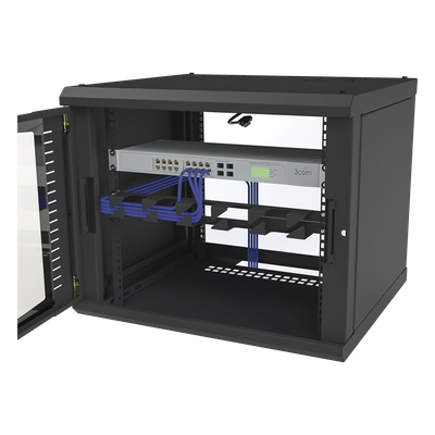 Gabinete para Montaje en Pared Fijo, con 9 Unidades de Rack, de 19in, Puerta de Cristal Templado, Fabricado en Acero - Imagen 6