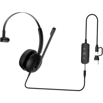 Diadema / Auriculares con Cable LINKVIL DH311U / USB-C / USB-A / 3.5 mm / Micrófono Unidireccional con Cancelación de Ruido AI / Controladores de 40 mm / EQ Dinámico Automático / Diseño Ergonómico / Uso Profesiona - Imagen 3