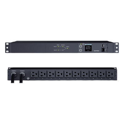 PDU ATS (Fuente Redundante Auto-transferible) Medible, Para Distribución de Energía, 2 Entradas 120 Vca NEMA5-15P, Con 10 Salidas NEMA 5-15R, Horizontal 19in, 1UR - Imagen 3