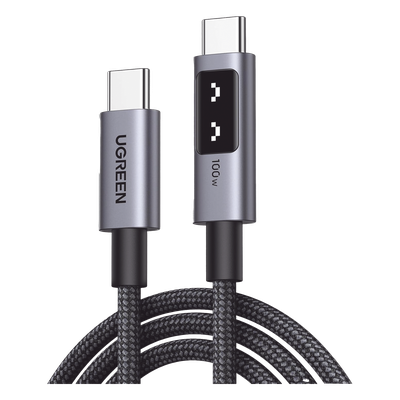 Cable USB-C a USB-C | 1 Metro | Carga Rápida de hasta 100W | Transferencia de datos 480 Mbps | PD3.0 | QC4.0/3.0/2.0 | FPC | AFC | Protección Integrada| Caja de Aluminio | Nylon Trenzado | Amplia Compatibilidad | Color Negro.
