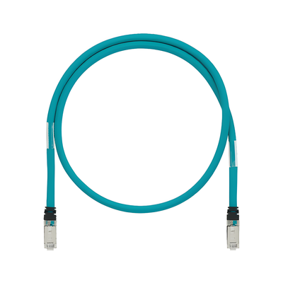 Patch Cord Cat6A de Grado Industrial 600V, Blindado SF/UTP, Calibre 26 AWG, Color Aqua, 1 Metro (3.28 Pies)