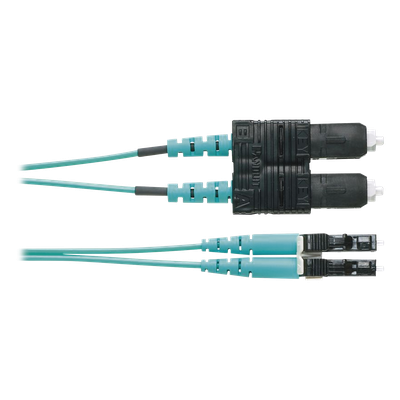 Jumper de Fibra Optica Multimodo 50/125 OM3, LC-SC Duplex, OFNR (Riser), Color Aqua, 1 Metro (3.28 Pies)