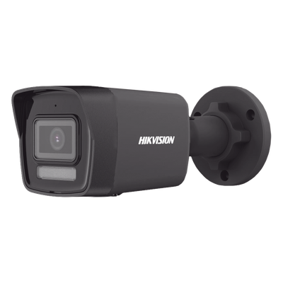 [Dual Light] Bala IP 4 Megapixel / Color Negro /  Lente 2.8 mm / 30 mts IR + 30 mts Luz Blanca / Micrófono Integrado / ACUSENSE Lite / Exterior IP67 / H.265 / PoE  / Micro SD