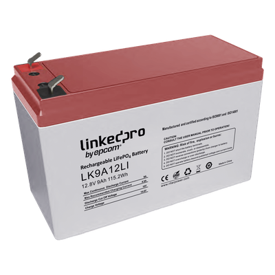Batería de Litio 12.8 Vcc / 9 Ah / Tecnología LiFePO4 /2000 Ciclos de Vida/ Para uso en equipo electrónico, UPS (litio) / Incendio/ Control de acceso / Video Vigilancia / Terminales F1 ( Incluye adaptador para terminal F2 )