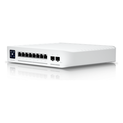 UniFi Switch Empresarial Capa 3 de 8 Puertos PoE 802.3af/at 2.5G + 2 Puertos 1/10G SFP+, 120W, Pantalla Informativa