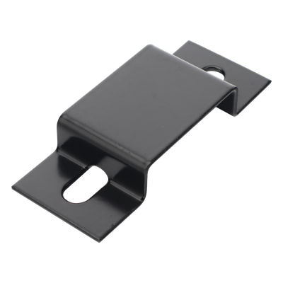 Abrazadera Tipo Omega para Fijación de Perfil Lateral Tubular de 1.5" de Peralte y 12" de Ancho, Acabado con Pintura Epóxica Color Negro, Ideal para la Sujeción y Refuerzo de la Escalera Tubular