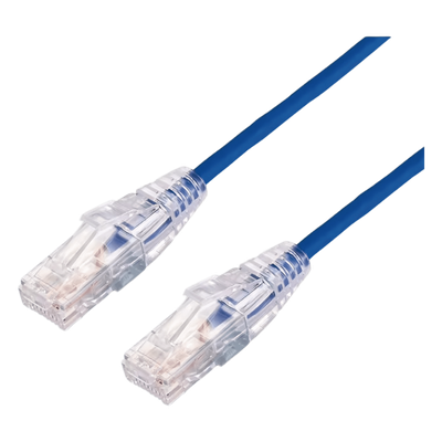 Cable de Parcheo Slim UTP Cat6A - 0.5 Metros (1.64 Pies) Azul, Diámetro Reducido (28 AWG)