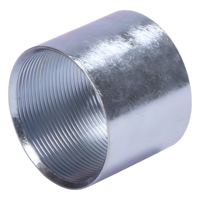 Cople 1 1/4" (32mm) pared gruesa con rosca galvanizado etiqueta amarilla