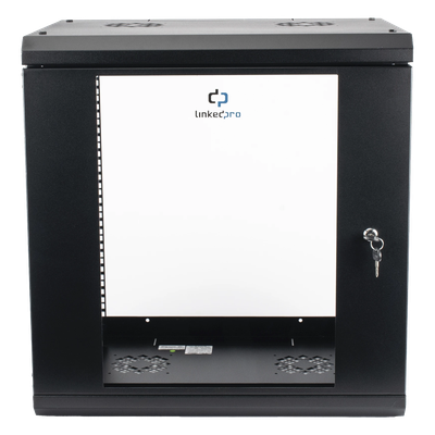 Gabinete de Pared con Puerta de Cristal Templado, 455mm de Profundidad, 12U Rack de 19'', Acero Reforzado