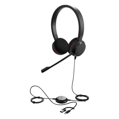 Jabra Evolve 20 DUO con Conexión USB C/A, Micrófono con Cancelación de Ruido de Ultima Generación, Configuración Plug and Play (4999-823-169) - Imagen 4