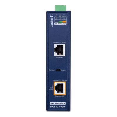 Inyector Industrial, Multi-Gigabit 802.3bt PoE++ / 95W / 2 Puertos RJ45 / 10M/100M/1G/2.5G/5Gbps / IP30 / -40 a 75°C / Montaje en Riel DIN o Pared - Imagen 3