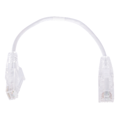 Cable de Parcheo Slim UTP Cat6 - 20 cm (7.87 Pulgadas) Blanco Diámetro Reducido (28 AWG)