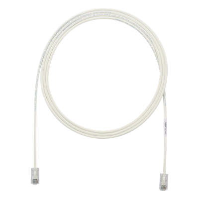 Cable de Parcheo UTP Cat6A, CM/LSZH, Diámetro Reducido (28AWG), Color Blanco Mate, 0.91 Metros (3 Pies)