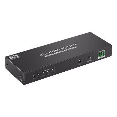 Switch Conmutador  HDMI 4X1 | 4 Entradas 1 Salida | Velocidad de trasmisión 48 Gbps | Resolución 8K | Salida de audio | HDCP 2.3