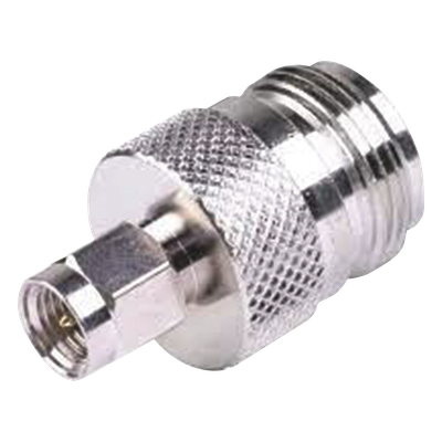 Adaptador en Linea de Conector SMA Macho a N Hembra, Niquel/ Oro/ Teflón.