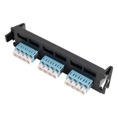 Placa acopladora de Fibra Óptica Quick-Pack, Con 6 Conectores LC Duplex (12 Fibras), Para Fibra Multimodo, Aqua