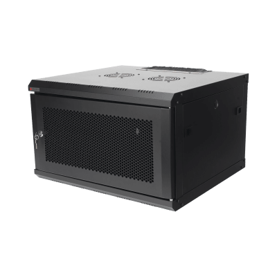 Gabinete de Pared 19 Pulgadas / 6U / 600 x 550 x 368 mm (23.6 x 21.7 x 14.5 in) / Acero SPCC RAL 9004 / Carga Estática 60 kg / IP20 Interior / Ventiladores CA / Panel Cepillo para Cables - Imagen 4