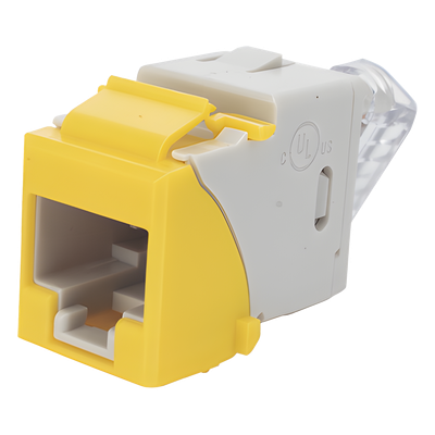 Jack Ultramax Cat6, UTP, Montaje Híbrido en Placa de Pared (Plano y Angulado), Color Amarillo, Punch Down - Imagen 3