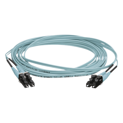 Jumper de Fibra Optica Multimodo 50/125 OM4, LC-LC Duplex, OFNR (Riser), Color Aqua, 9 Metros (29.53 Pies) - Imagen 2