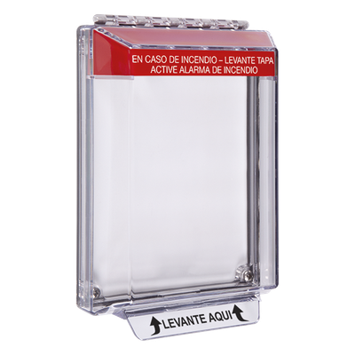 Cubierta Universal Transparente de Bajo Perfil y Texto de Incendio en Español