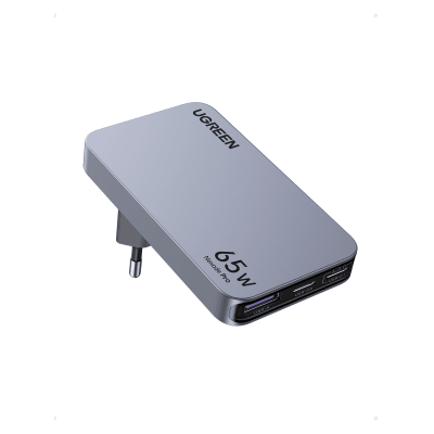 Cargador Rápido GaN 65W UGREEN / 2 Puertos USB-C + 1 Puerto USB-A / Tecnología GaN / Carga Rápida PPS PD 3.0 QC 4.0 / Compatibilidad Universal 100-240V / Diseño Compacto - Imagen 4