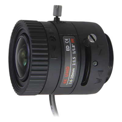 Lente Varifocal 3.6-10 mm / Resolución 4K / Iris Automático / Día/Noche / Formato 1/1.8.