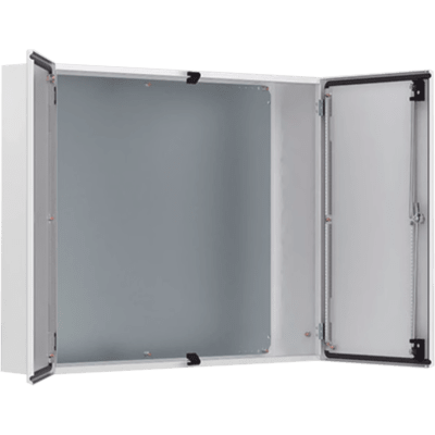 Gabinete de Doble Puerta MAD / 1000 x 1000 x 300 mm (39.37 x 39.37 x 11.81 in) / NEMA Tipo 12 / IP55 / IK10 / Acero Dulce 1.5 mm / Placa de Montaje Incluida / Gris Claro RAL 7035