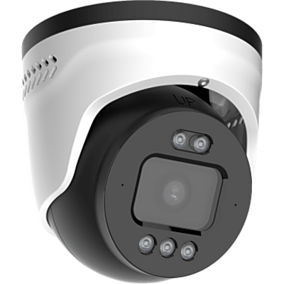 Cámara Turret AI TrueColor 8 Megapixels (4K) / Sensor 1/2.7" / Lente 4 mm F1.0 / Smart Hybrid Light IR 40 m (131.2 ft) + Luz Blanca 30 m (98.4 ft) / Luces Rojas y Azules de Disuasión / Audio Bidireccional / IP67 IK10 / PoE / NDAA Compli