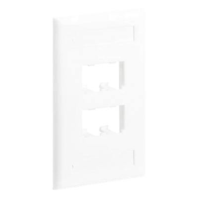 Placa de Pared Vertical Clásica, Salida Para 4 Puertos Mini-Com, Con Espacios Para Etiquetas, Color Blanco
