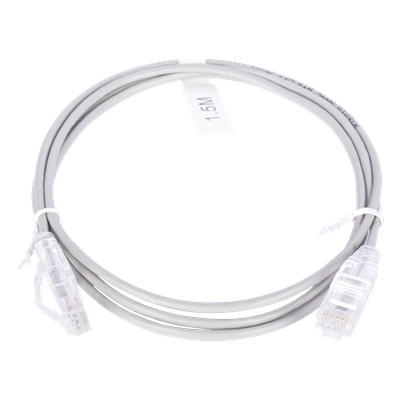 Cable de Parcheo Slim UTP Cat6 - 1.5 Metros (4.92 Pies) Gris Diámetro Reducido (28 AWG) - Imagen 3