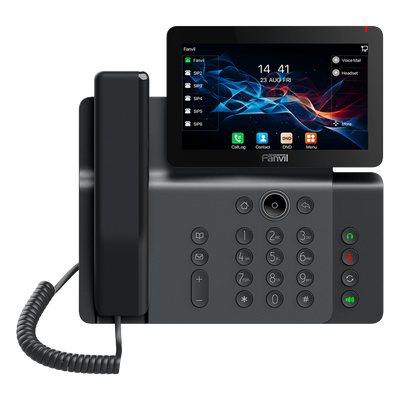 Teléfono IP Empresarial V66 Prime, Pantalla Táctil Color 7 Pulgadas, Audio HD Opus, Video 1080p, Wi-Fi 6, Bluetooth 5.4, 20 Líneas SIP, 6-Way Conference, PoE, Material Antibacterial