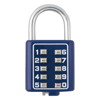 Candado Digital de Combinación M40 / No Requiere Llave / Combinación única integrada por 4 dígitos / Color Azul.