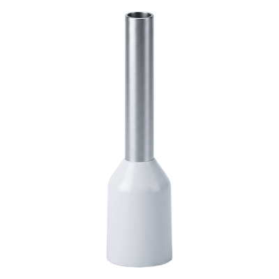 Conector Ferrule | 22AWG | 0.5mm²  | Conductor Latón Estañado  | Aislamiento PVC Blanco | 25 Piezas por Bolsa