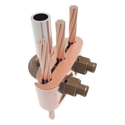 Conector Mecánico para 3 Cables para Calibre 2/0 AWG - 250 KCMIL a Tubería de 3/8" o Varilla 5/8" - 3/4". - Imagen 3