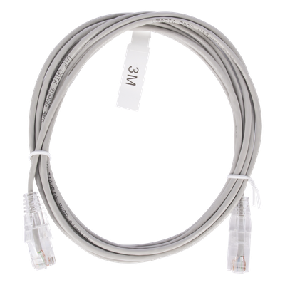 Cable de Parcheo Slim UTP Cat6 - 3 Metros (9.84 Pies) Gris Diámetro Reducido (28 AWG) - Imagen 3