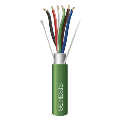 Bobina de 305 Metros (1000 Pies) de Cable 6 x 22 AWG / Blindado / Plenum de Color Verde / Para Aplicaciones de Audio, Seguridad y Control