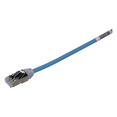 Patch Cord Cat6A, Diametro Reducido 28 AWG, Blindado S/FTP, CM/LS0H, 0.20 Metros (0.66 Pies), Color Azul