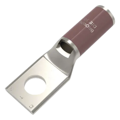 Zapata Terminal de Compresión BURNDY Cañón Corto para Tornillo de 3/8" y Calibre 2 AWG.