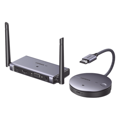 Transmisor y Receptor Inalámbrico HDMI | 50m | Salida HDMI y VGA (Simultanea) | Audio 3.5mm | Efecto 3D | Luz Indicadora LED | Clic and Go | Señal Estable | Amplia Compatibilidad | Conecta con un Clic.