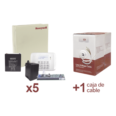 Kit de 5 paneles de control de alarma / VISTA-48LA / Hasta 48 zonas / Comunicación por línea telefónica / Batería y transformador / Cable 305 m