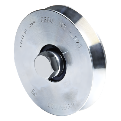 300V / Rueda de 14cm SIN Soporte Para Puertas Corredizas de hasta 270 Kg / Canal Tipo "V"