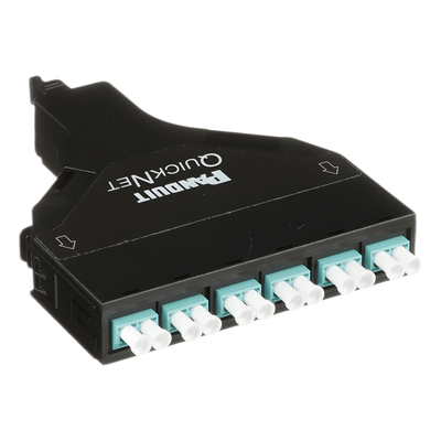 Cassette de Fibra Óptica SFQ QuickNet™ de 6 Adaptadores LC Dúplex (12 Fibras) a MPO, Para Fibra Multimodo OM4, Método A, Color Negro - Imagen 3