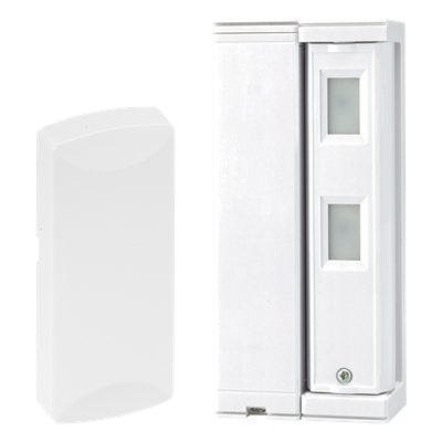 Sensor de Movimiento Inalámbrico / Tipo Cortina / Alcance Ajustable 2 m (6.6 ft) o 5 m (16.4 ft) / 100% Exterior / Inmunidad Mascotas 25 kg / Rotación 190°
