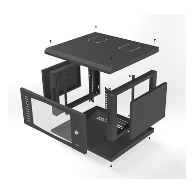 Gabinete para Montaje en Pared, con Puerta de Cristal Templado, Cuerpo Fijo, con 6 Unidades de Rack, de 19in, Fabricado en Acero - Imagen 9