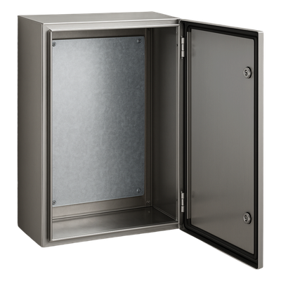 Gabinete de Acero Inoxidable IP66 Uso en Intemperie (600 x 800 x 300 mm) con Placa Interna Galvanizada.