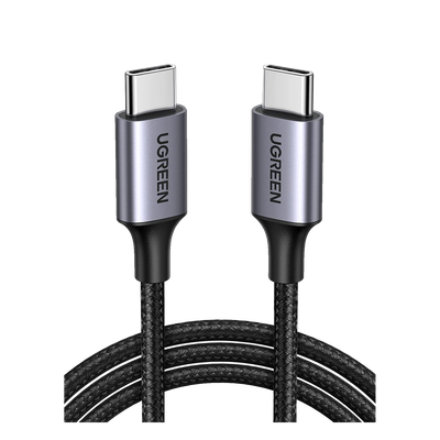 Cable USB-C a USB-C | 2 Metros (6.56 Pies) | Transferencia de Datos de 480 Mbps | Carga Rápida de Hasta 60W | QC 4.0/3.0/2.0 | PD3.0 | FPC | AFC | Protección Integrada | Caja de Aluminio | Nylon Trenzado | Color Negro