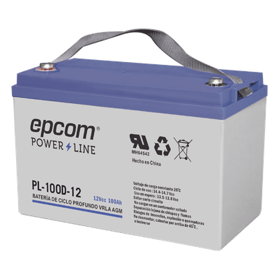 Acumulador EPCOM 12V, 100Ah Tecnología VRLA AGM Ciclo Profundo para Aplicaciones Fotovoltaicas terminales tipo M6 ( HEX )